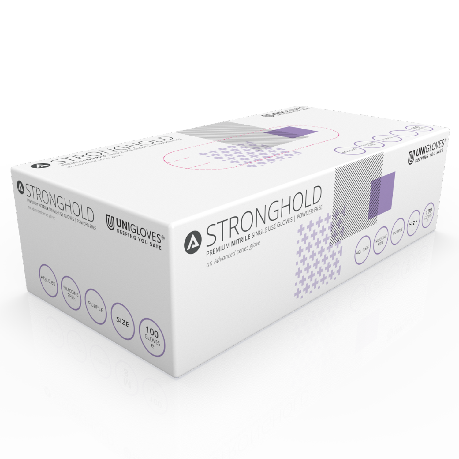 Unigloves Stronghold Advanced Disposable Powder Free Nitrile Gloves Box of 100